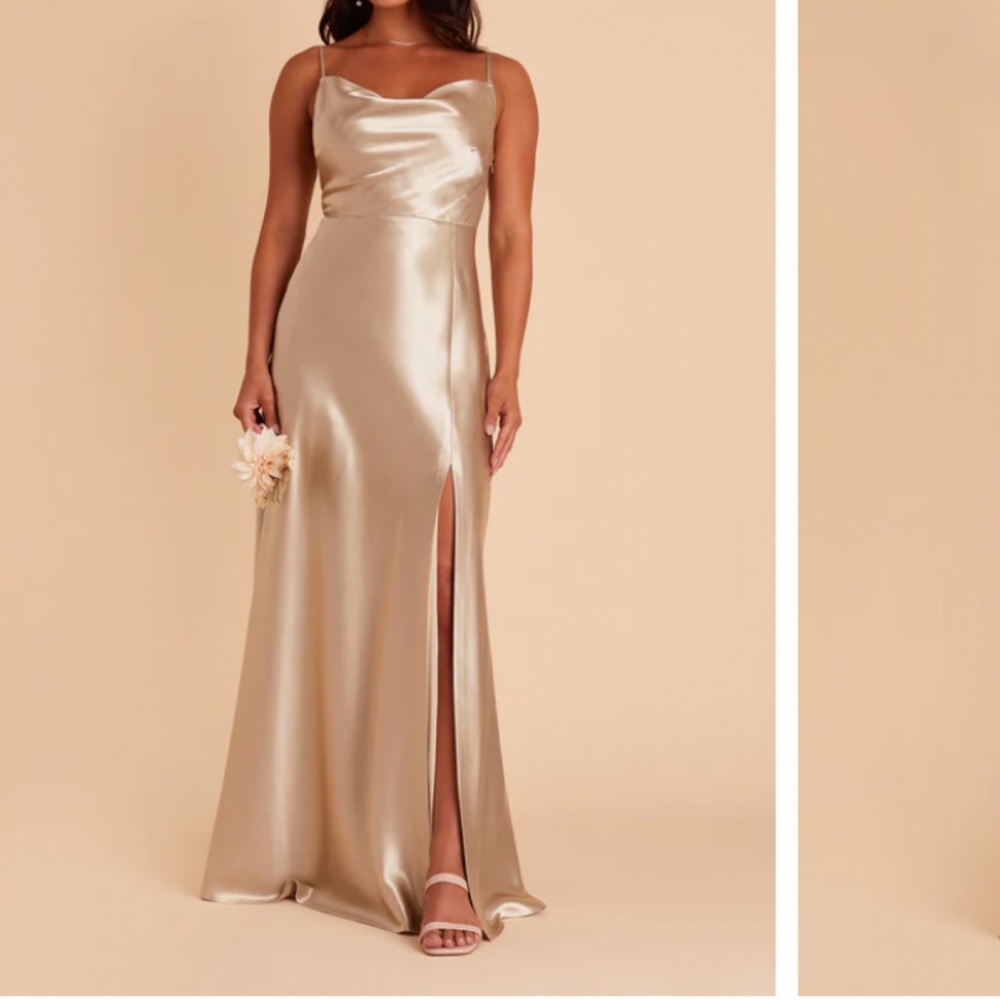 Champagne Satin Bridesmaid Dress - Birdy Grey